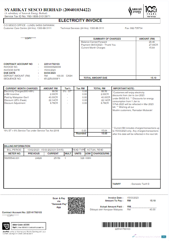 download download MALAYSIA SARAWAK ENERGY utility bill Wordd and PDF template PDF template PDF template